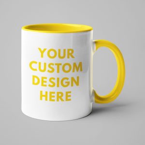 Personalised mug with yellow colored inner